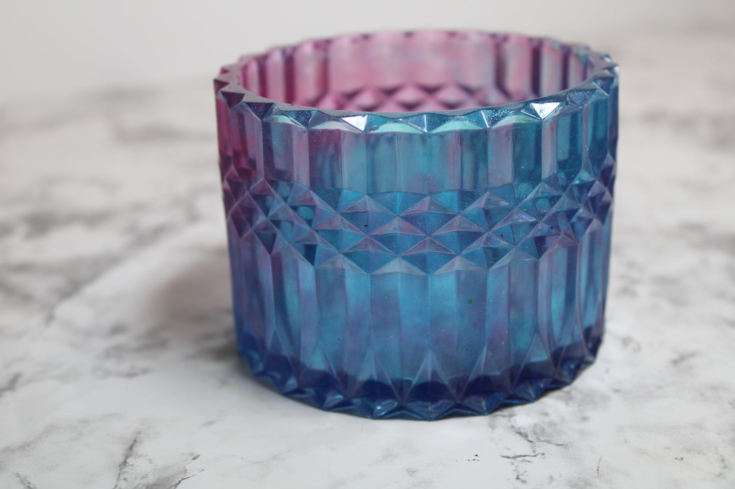 Pink and blue trinket jar